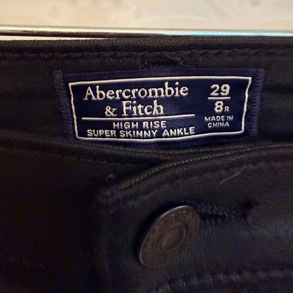Abercrombie & Fitch High Rise Super Skinny Ankle Jeans Black 29 / 8R - Picture 4 of 9